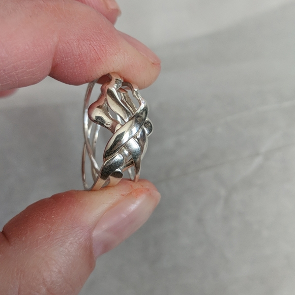 4 Band Puzzle Ring .925 Silver - Picture 11 of 11